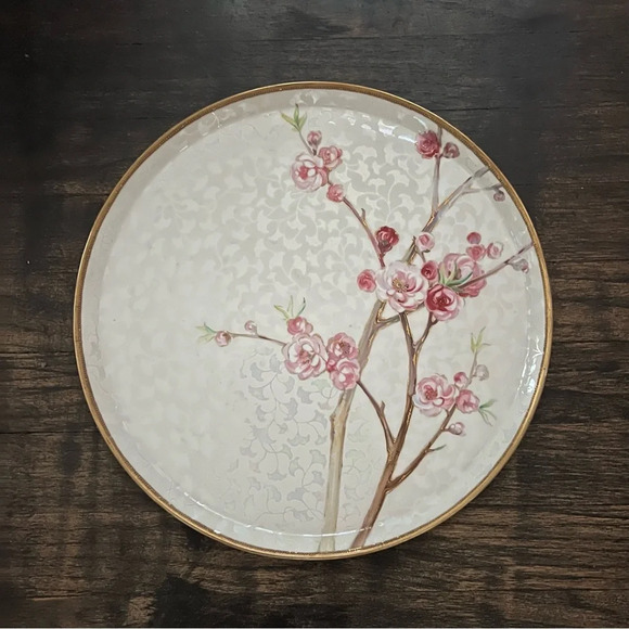 Antique Hand Painted Nippon Cherry Blossom Gold Rim Serving Platter Plate - Picture 1 of 4